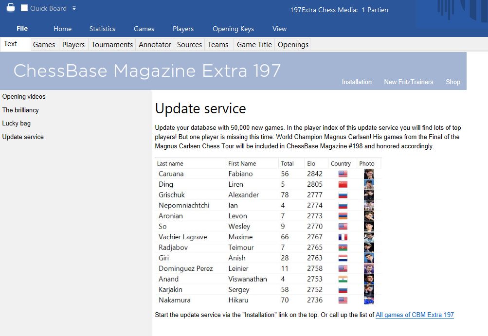 New Cbm Extra 197 Chessbase